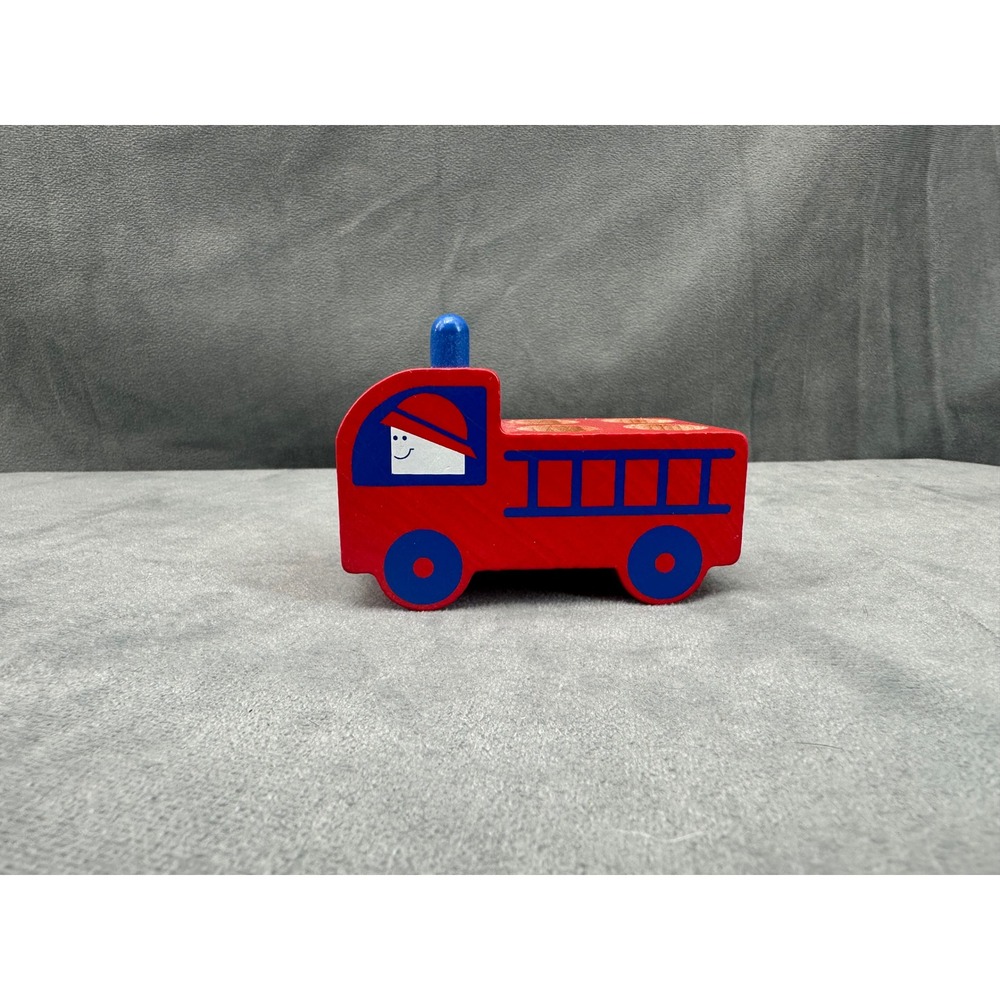 Wooden Fire Truck Holes on Top No Brand Board Game Toy Kids Red Blue